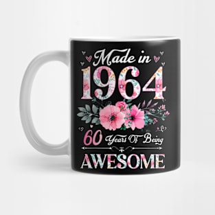 60 Year Old Made In 1964 Floral 60Th Birthday Women Mug